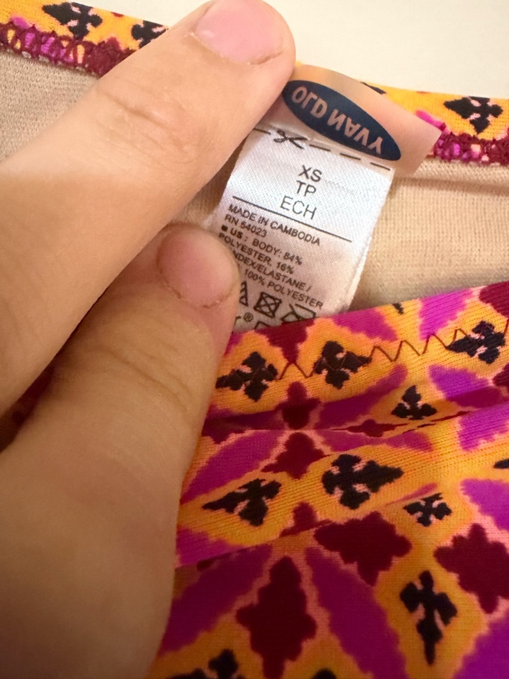 Old Navy Two-Piece Bikini Set in Plum Top and Pink/Orange Patterned Bottoms - Picture 8 of 9